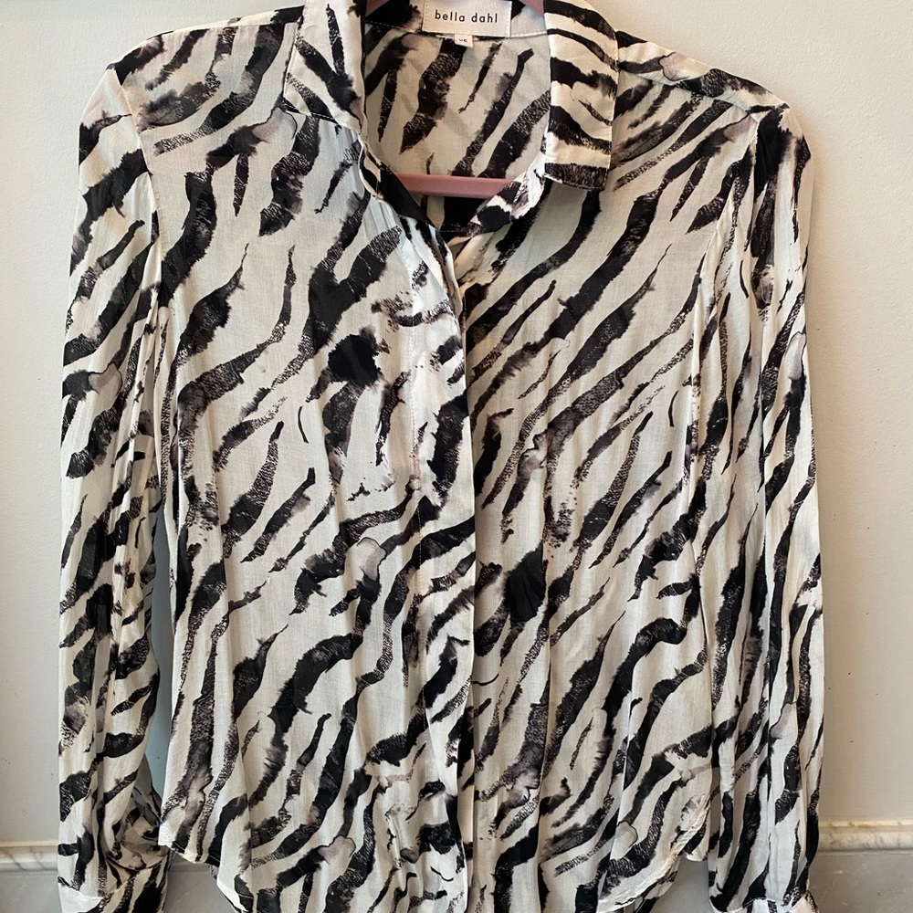 Bella Dahl Zebra Print Button Down Blouse - image 4